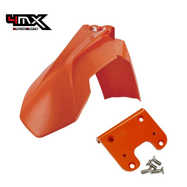 4MX Front Fender Orange + Adapter Set KTM EXC 125/200 14-16 SXF 250/350/450 13-15